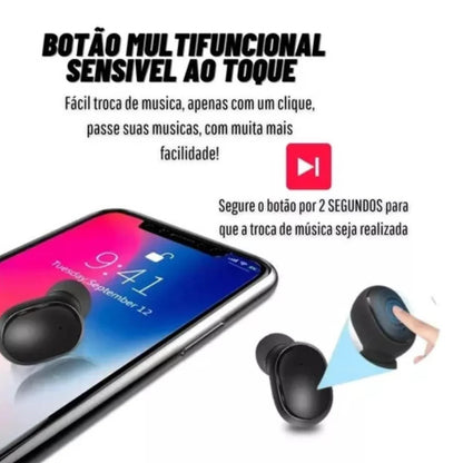 Fones de Ouvido Bluetooth Dual LED 5.0 Airdots Air Sem Fio - Preto