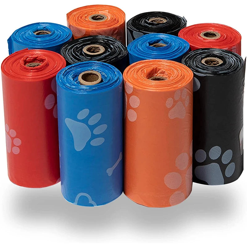 120 Rolos de Sacos de Cocô para Cães - Sacos de Limpeza para Uso Externo, Suprimentos para Pets, 15 Sacos por Rolo, Refil para Sacos de Lixo