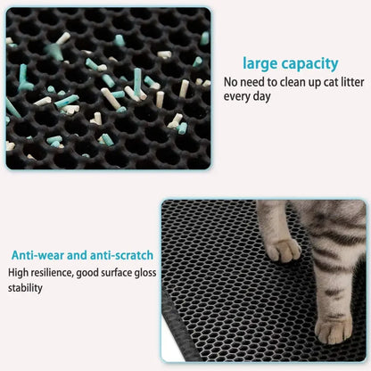 Tapete para Caixa de Areia de Gato com Presente - Tapete Duplo Impermeável para Caixa de Areia de Pet, Antiderrapante, Pad de Areia para Gato, Lavável, Tapete de Cama e Pad de Limpeza