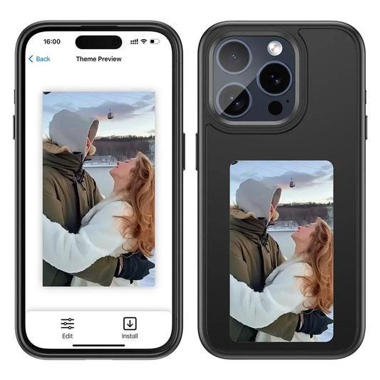 New High end E-Ink screen Phone case For iPhone 15 14 plus 13 Pro Max Couple Family Photo DIY Pattern Screen projection shell